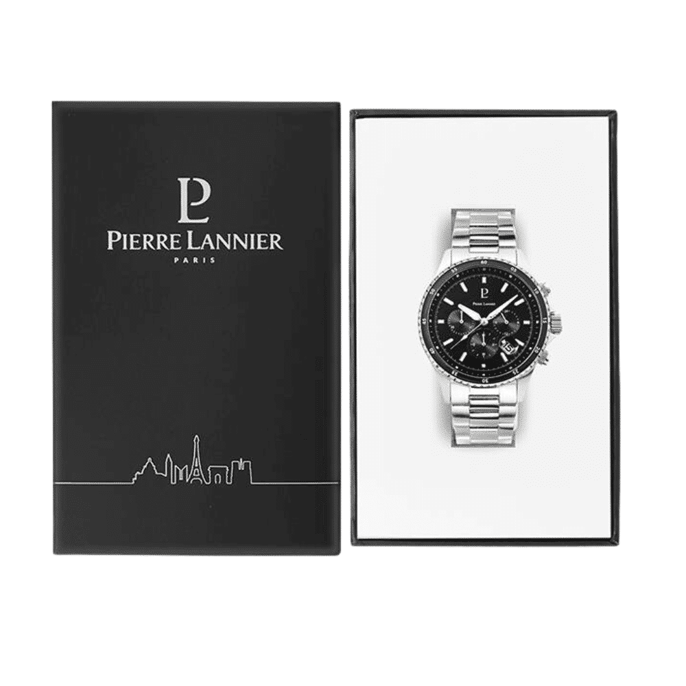 Men's Watch CRONOS Black Dial with Silver Strap - 226G131 - Image 5