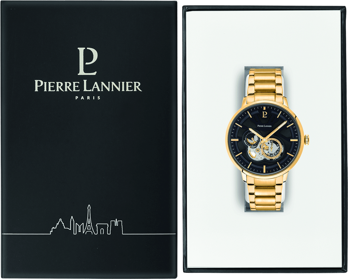 Trio with black dial and gold steel strap - 333D032 - Image 3