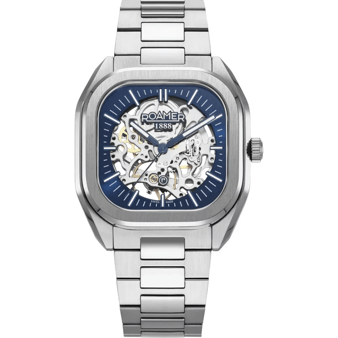 Roamer Mechano Men's Skeleton Watch (Blue & Silver) - 985986-41-45-20