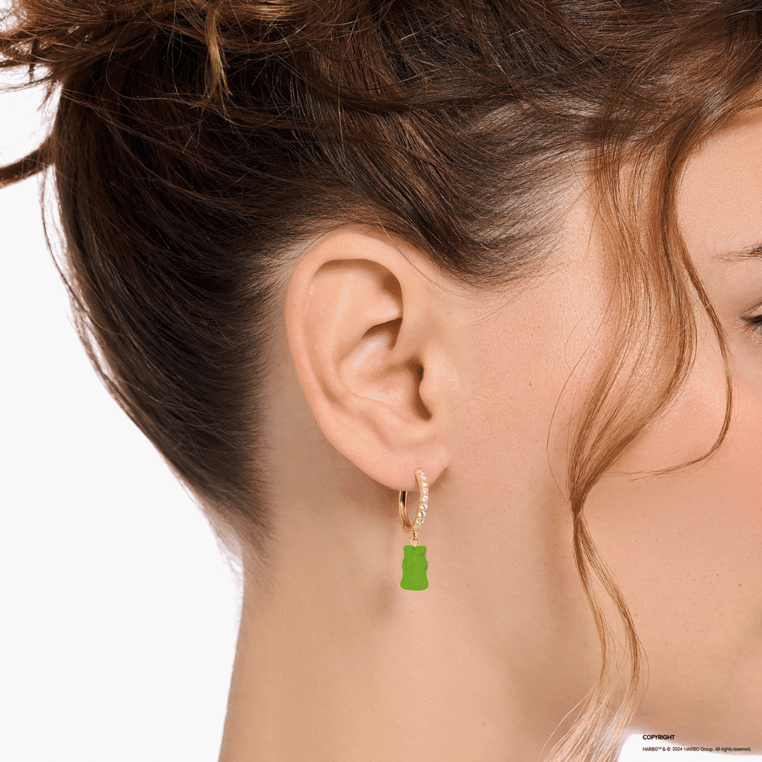 Hoop Earring Set with Green Goldbears - Image 2