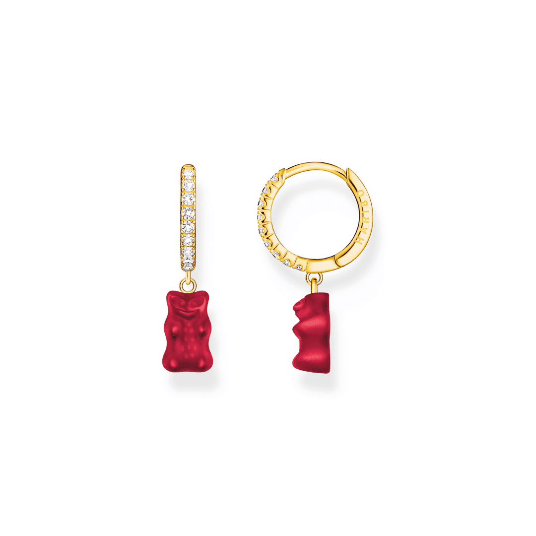 Hoop Earring Set with Red Goldbears
