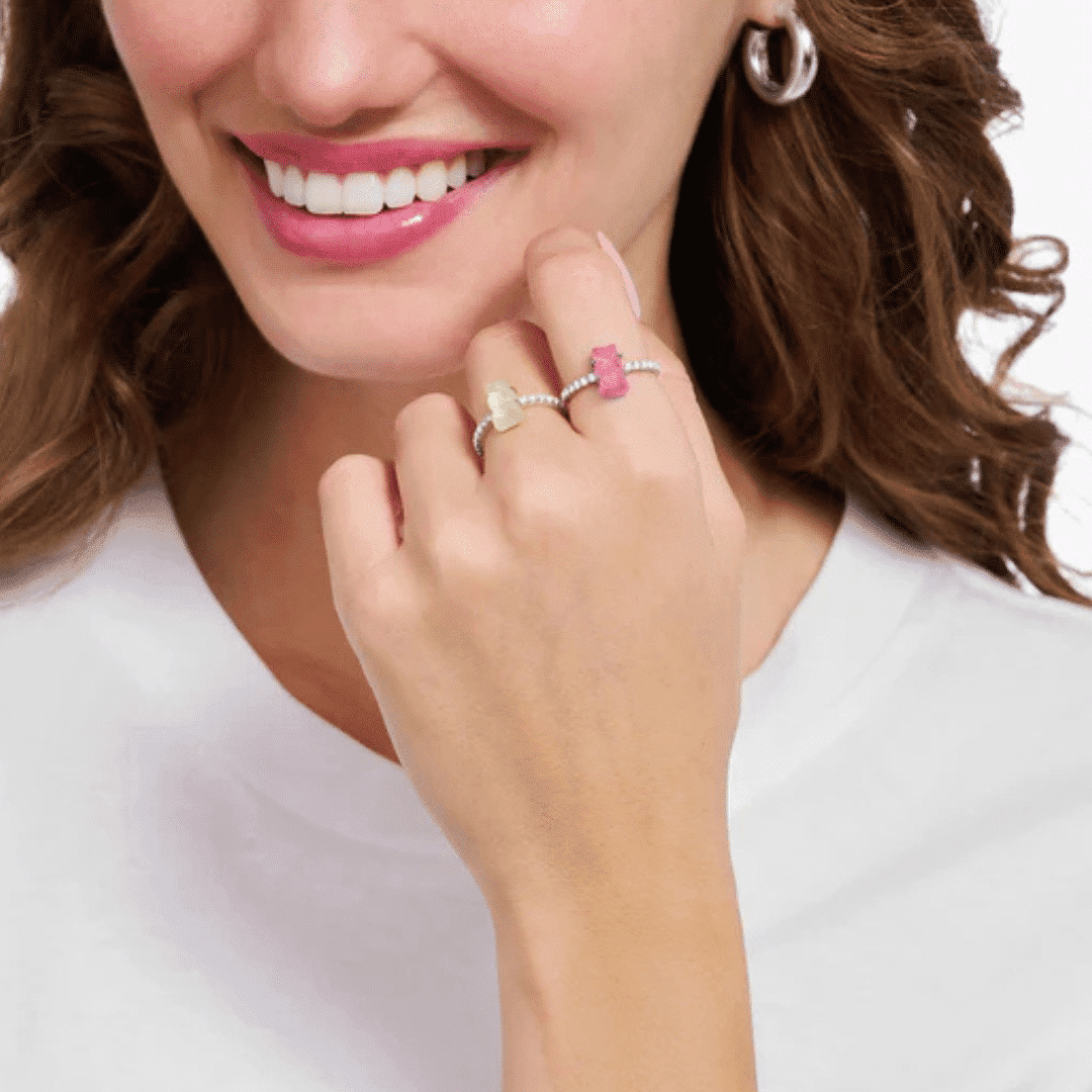 Ring with Pink mini Goldbear - Image 2