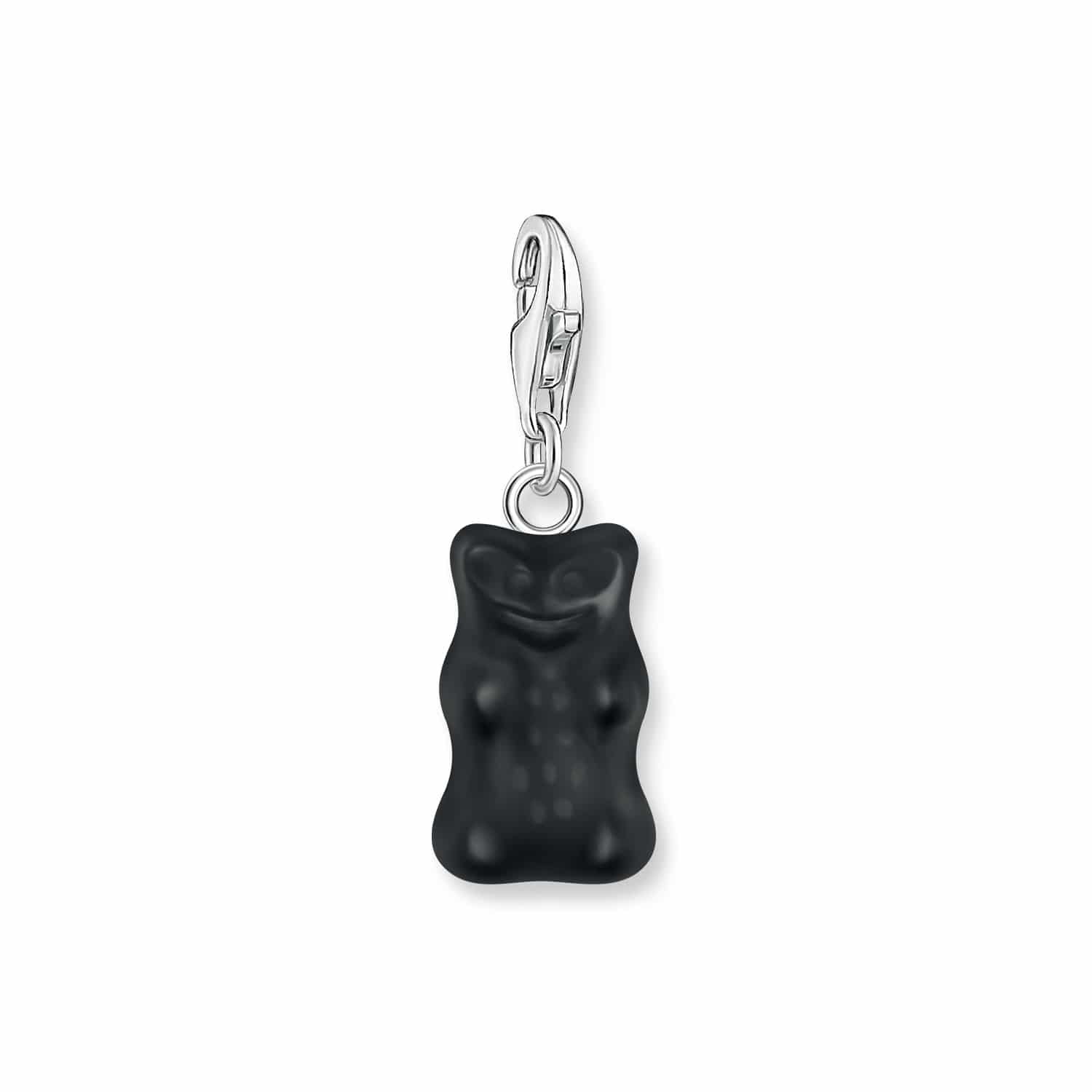 Silver Charm Pendant Black Gold Bear