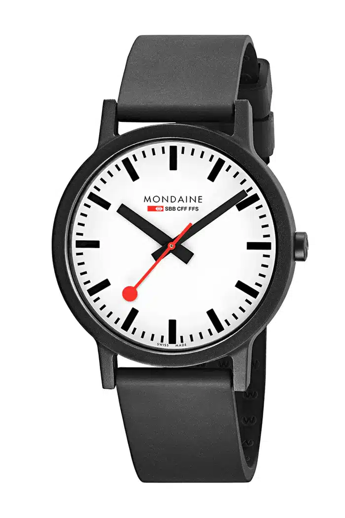 Mondaine Official Swiss Railways Essence Watch with Black Rubber Textile Strap - Image 2