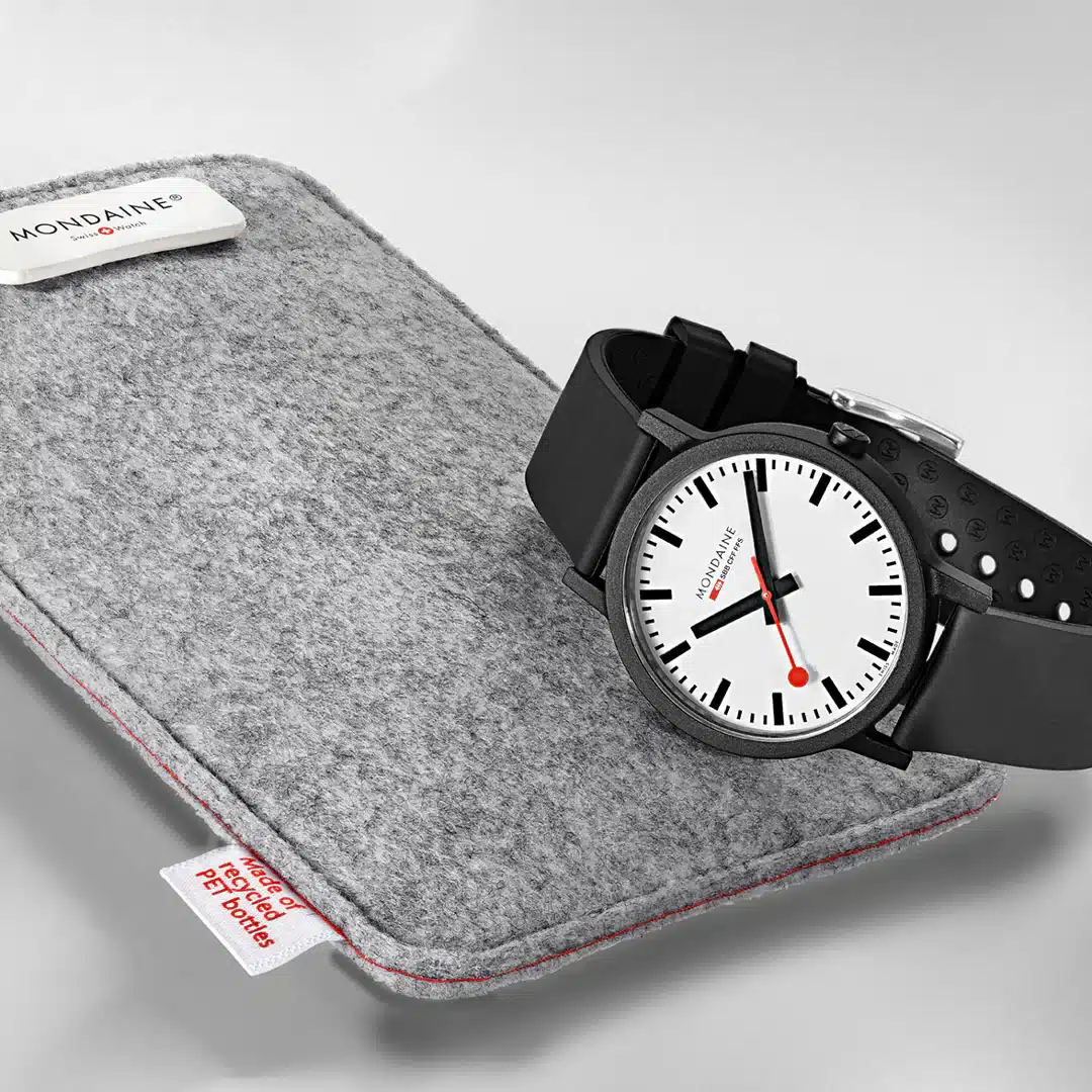 Mondaine Official Swiss Railways Essence Watch with Black Rubber Textile Strap - Image 5