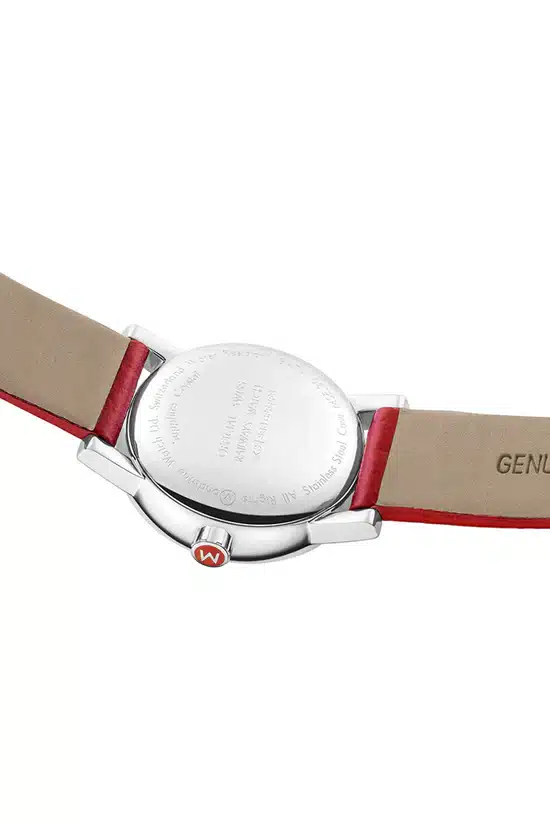 evo2 Mondaine Swiss Railway Watch with 30mm Red vegan grape leather strap - Image 3