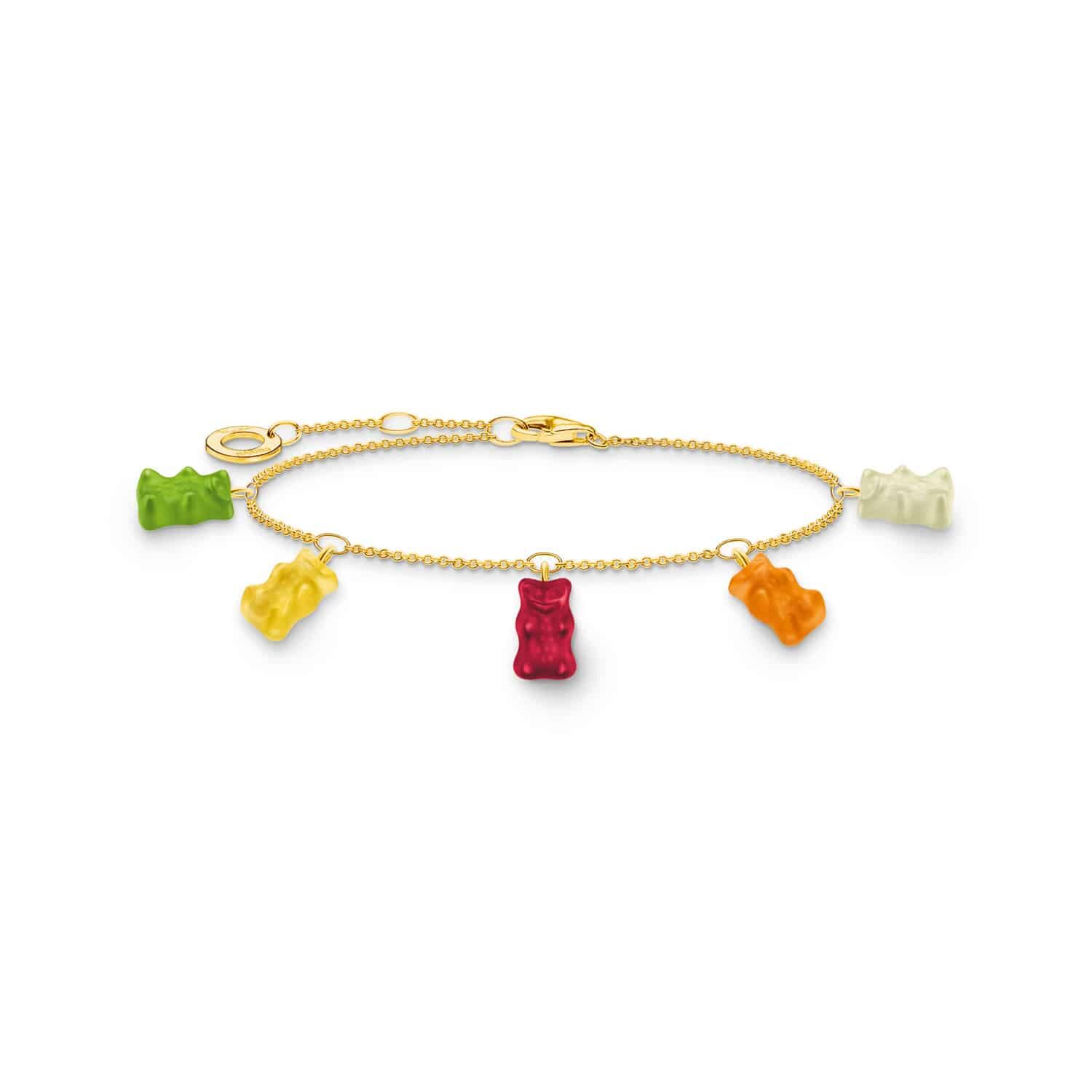 Gold Bracelet with Colourful Goldbears
