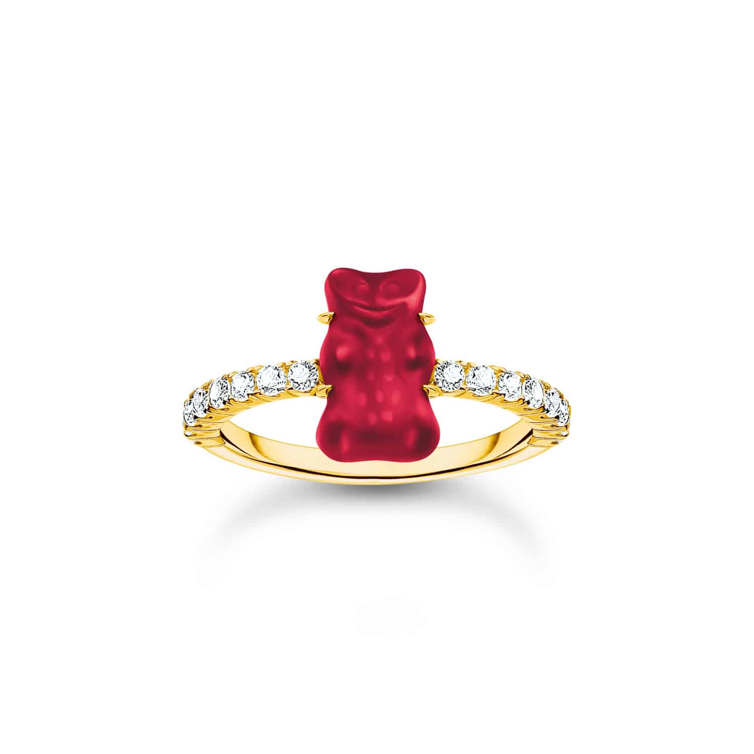 Gold-plated Ring with Strawberry Red Gold Bear Size 54