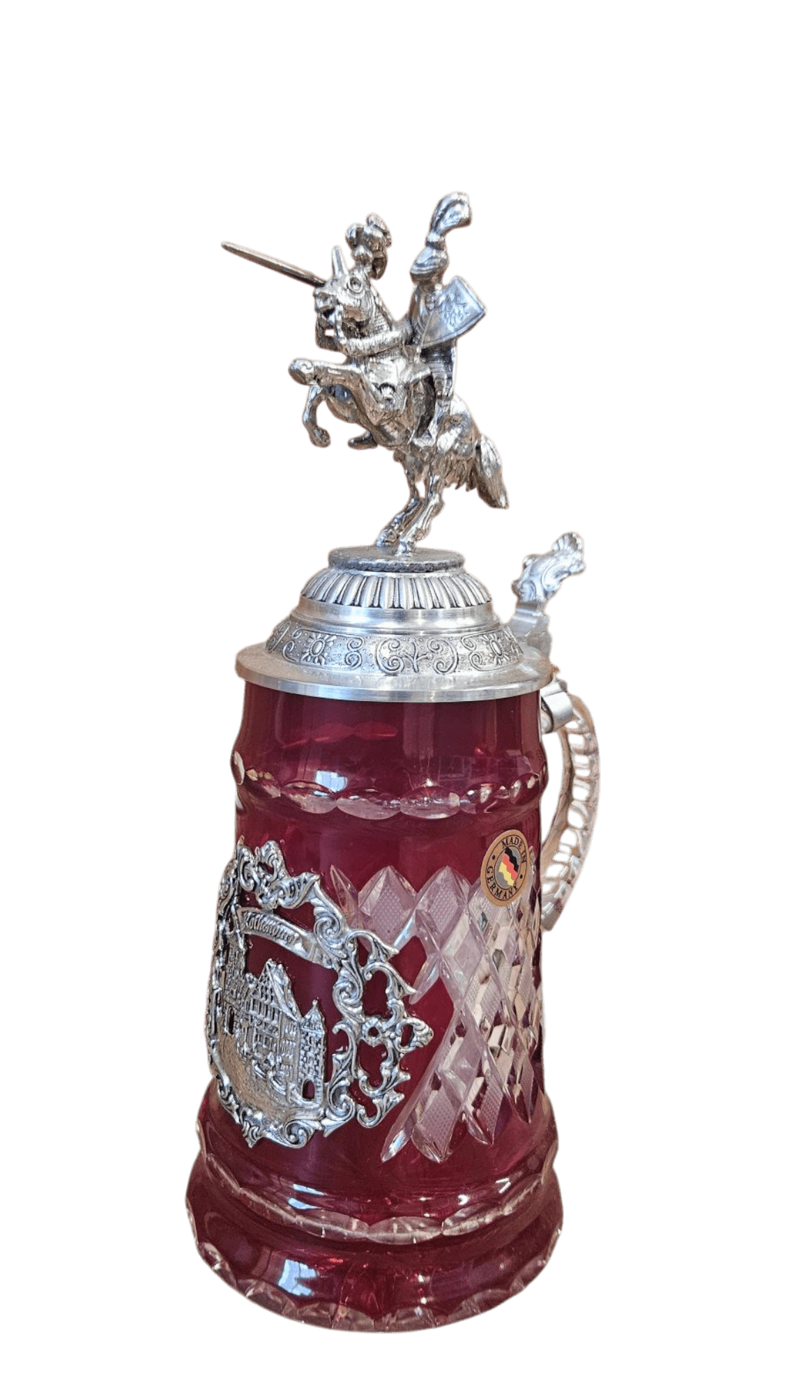 Red Lord of Crystal Stein with Pewter Knight
