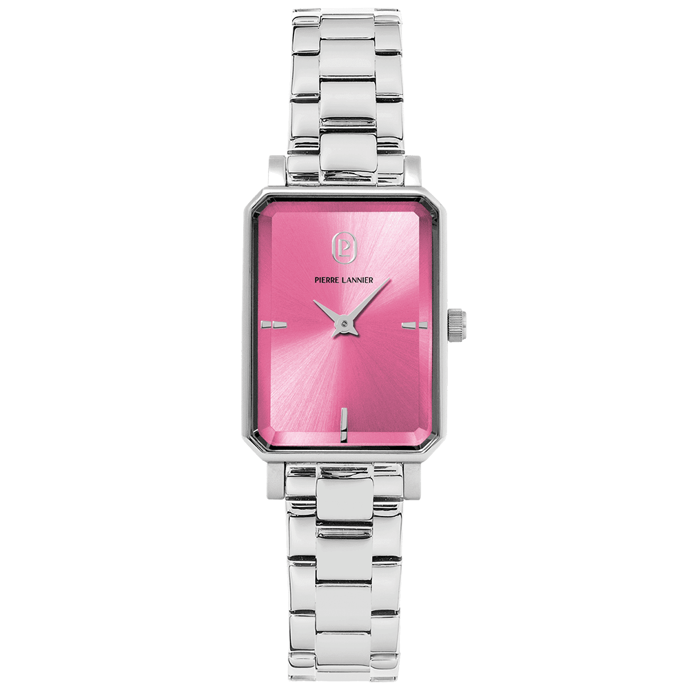 Ariane with rose dial and silver steel strap - 005P651
