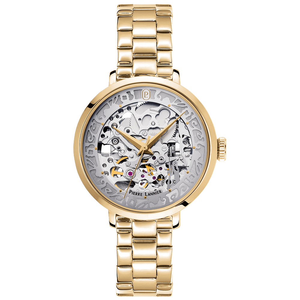 Automatic with silver dial and gold stainless steel strap - 142G522