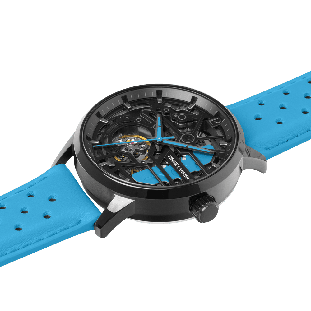 Caliper with black dial and blue leather strap -145G866 - Image 2