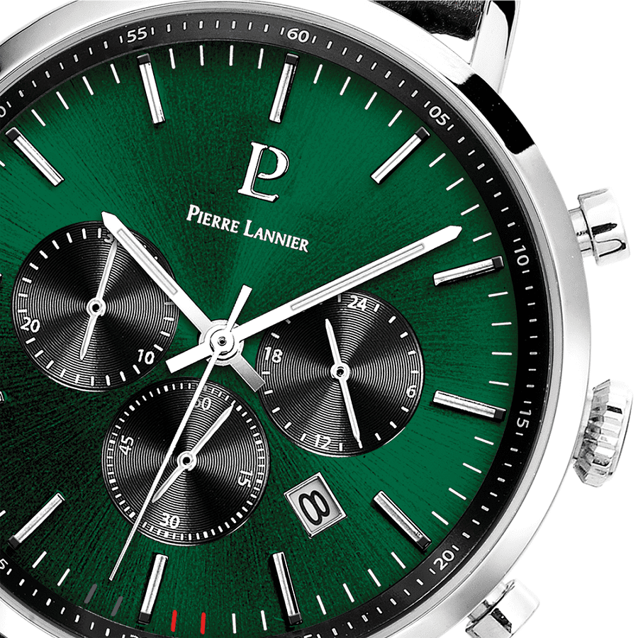 Baron with green dial and brown perforated leather strap - 219G164 - Image 3