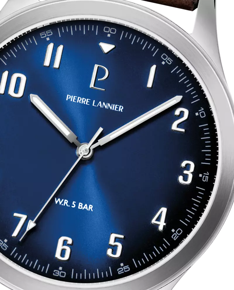 Men Watch AVIATEUR Blue Dial Brown Leather 20 MM Strap - Image 3
