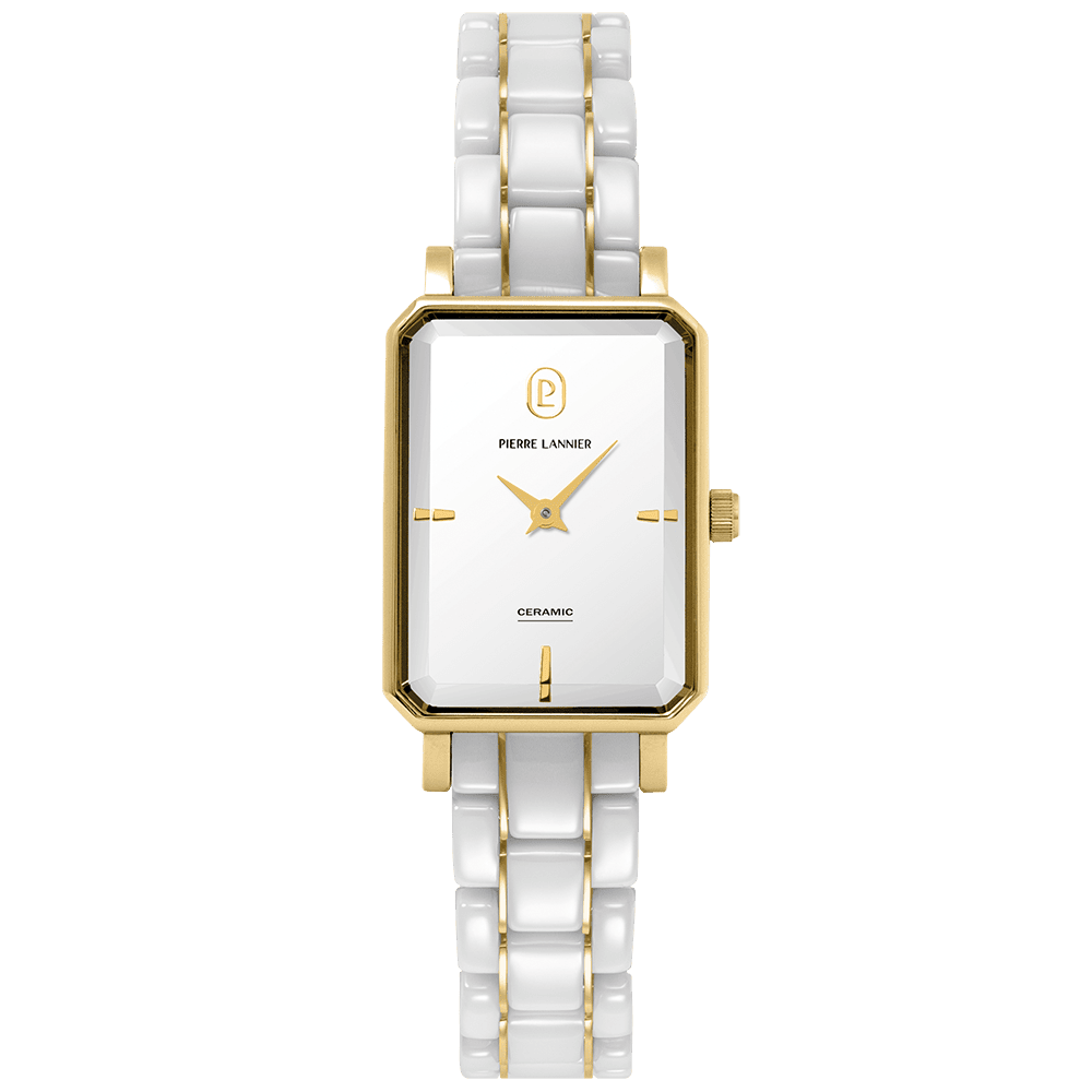 Pierre Lannier Ariane Women's Watch, White Dial, White Ceramic Steel Strap 085L809