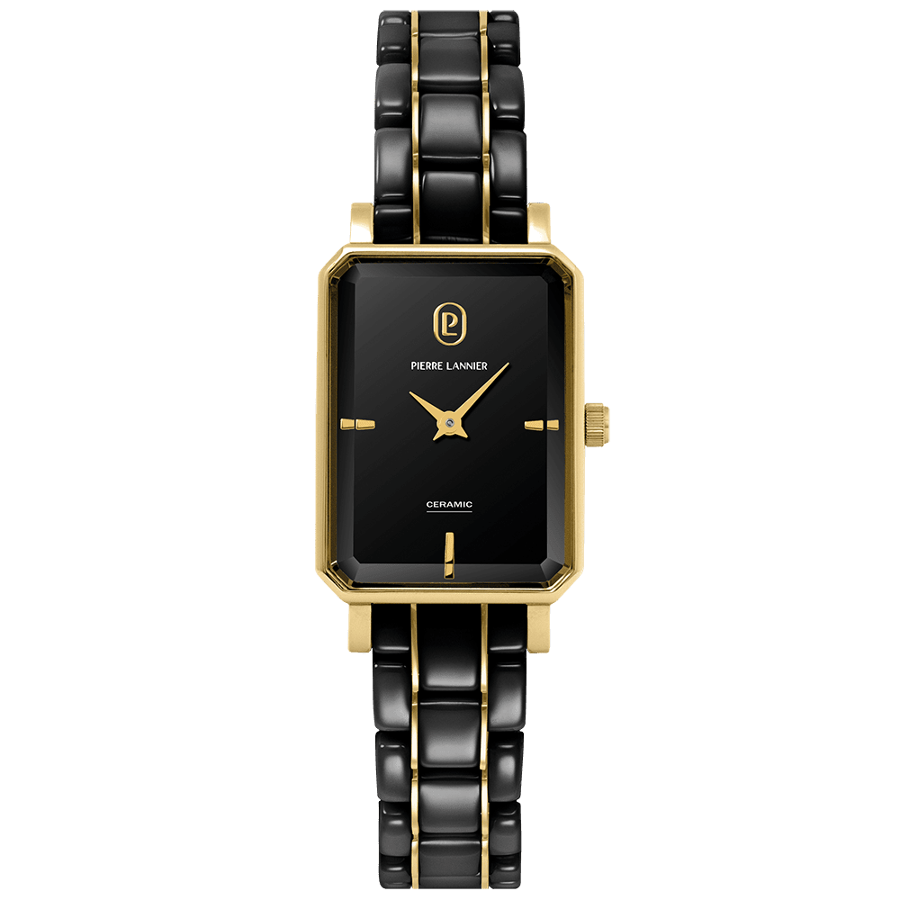Pierre Lannier Ariane Women's Watch, Black Dial, Black Ceramic Steel Strap 085L839