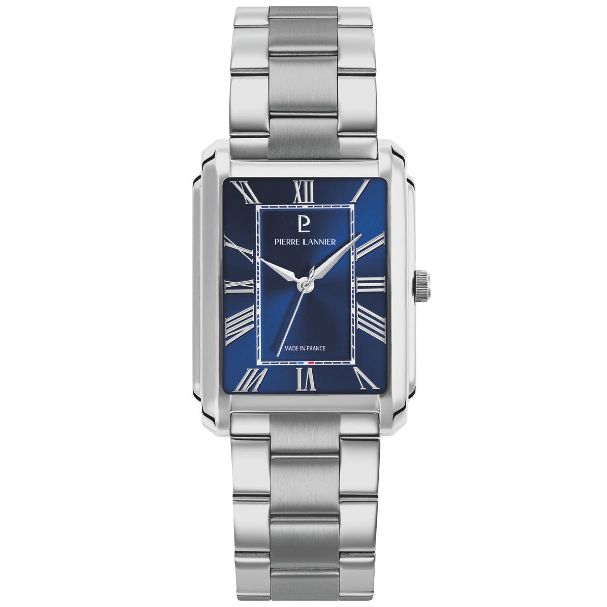 Pierre Lannier Empire Men's Quartz Watch, Blue Dial, Silver Steel Strap 213F161