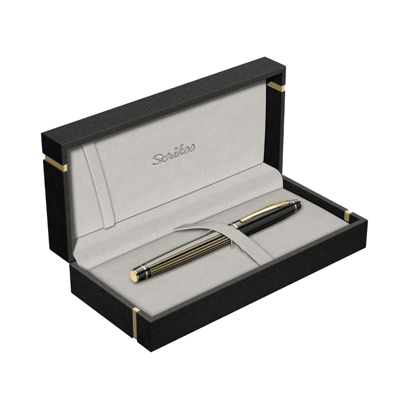 Scrikss Noble 35L Fountain Pen - Black + Gold - Image 2