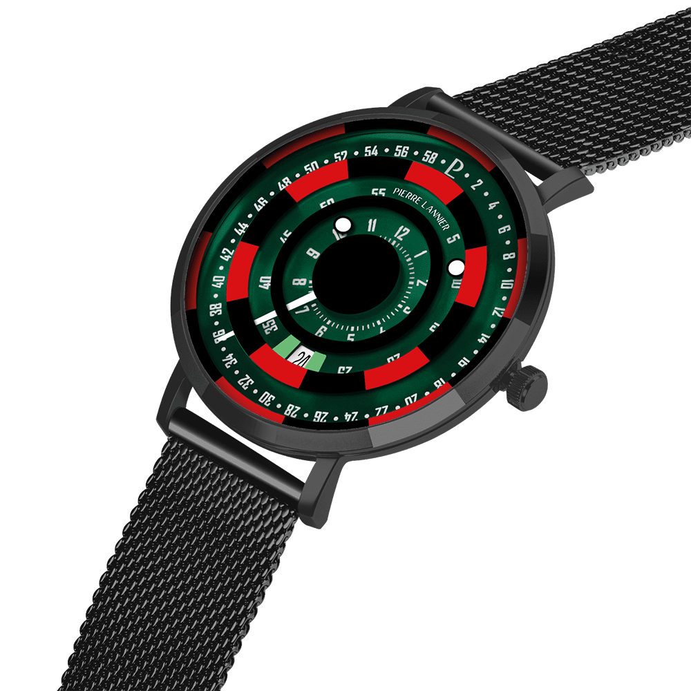 Pierre Lannier Blackjack Men's Quartz Watch, Green Dial, Black Mesh Strap 254D499 - Image 2