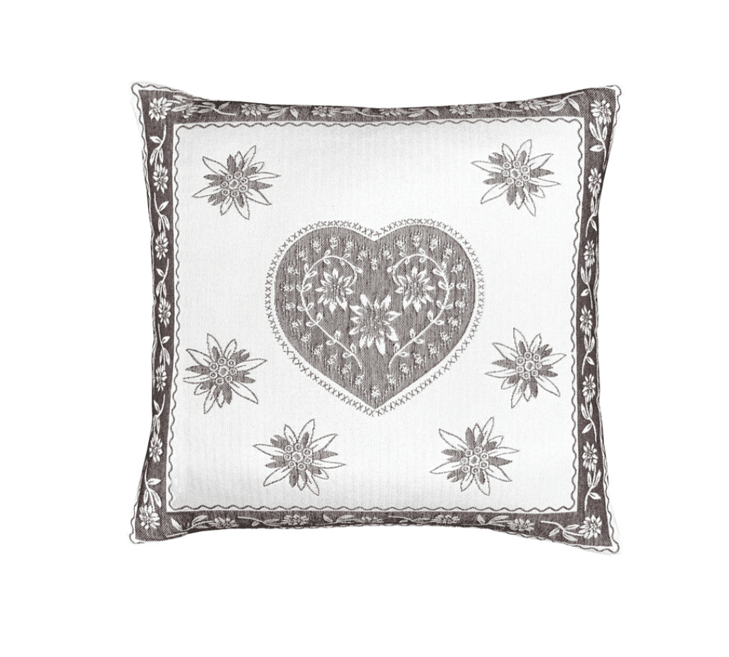 Bobbin Hearts and Eidelweiss Cushion Cover 45cm x 45cm