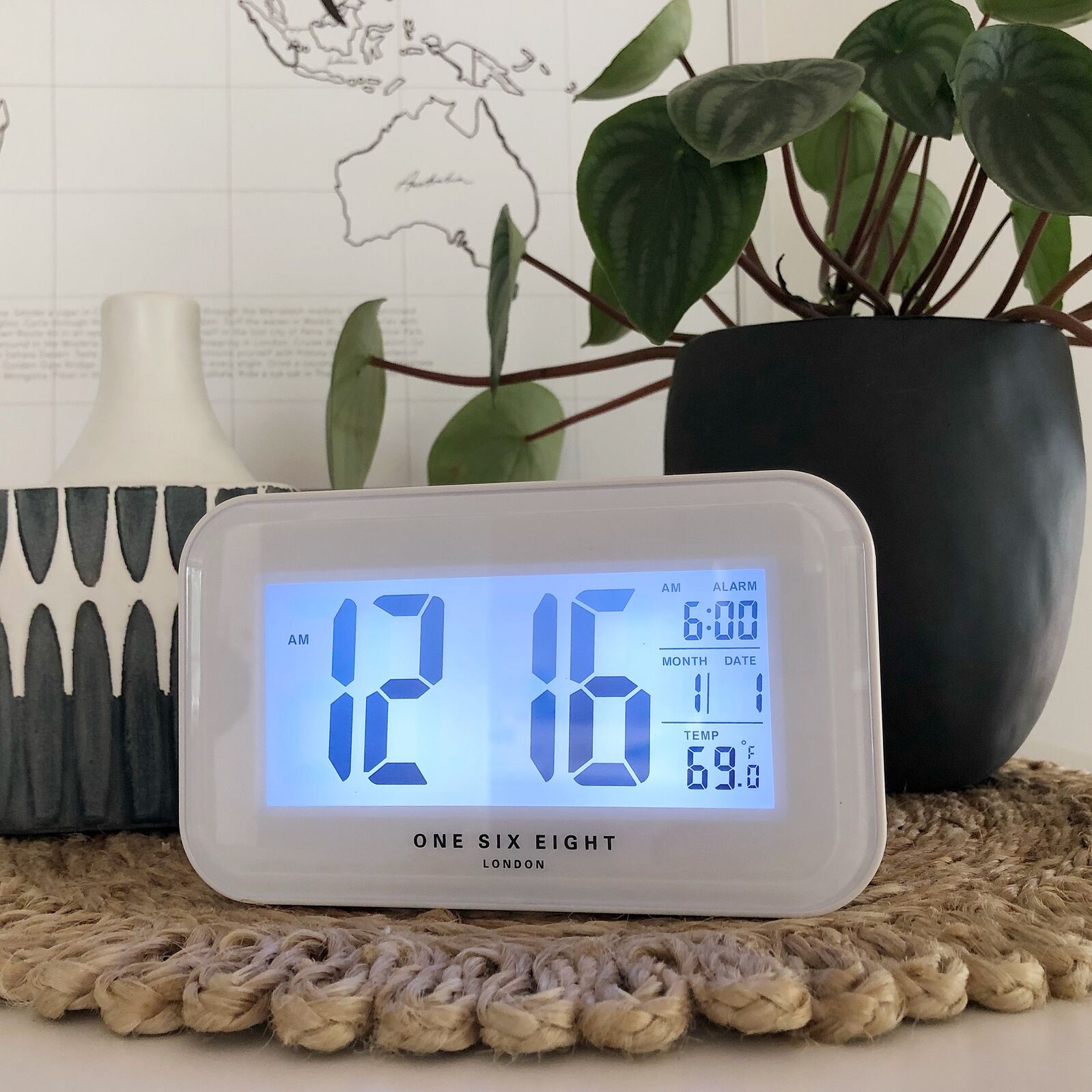 RIELLY White Digital Rectangle Alarm Clock - Image 3