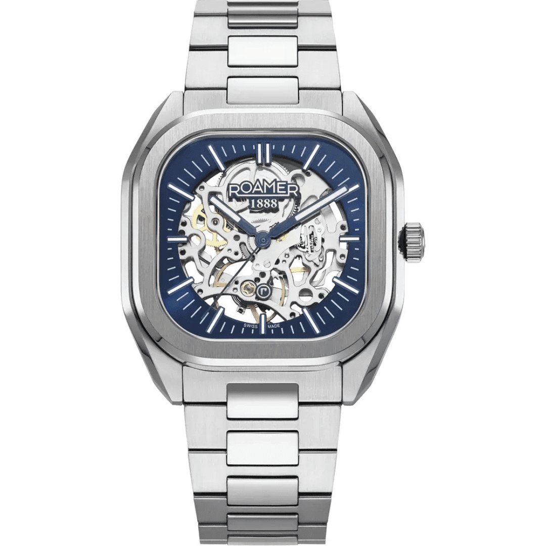 Roamer Mechano Men's Skeleton Watch (Blue & Silver) - 985986-41-45-20