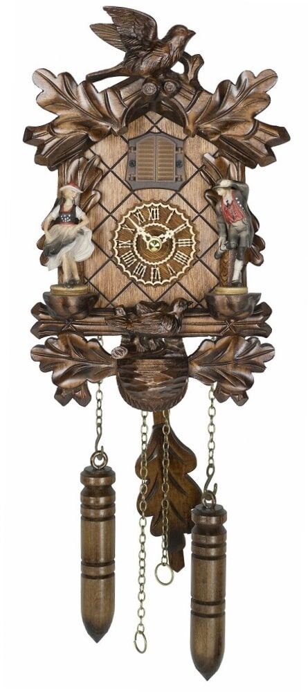 Quartz Cuckoo Clock Black forest house with music and figures - 385QM