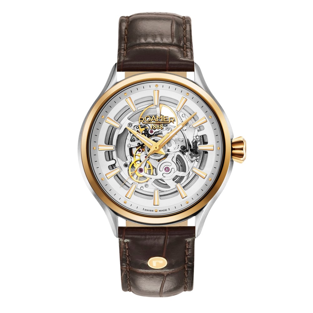 Roamer Competence Skeleton III (Gold with Leather Strap) - 101663-47-15-05N