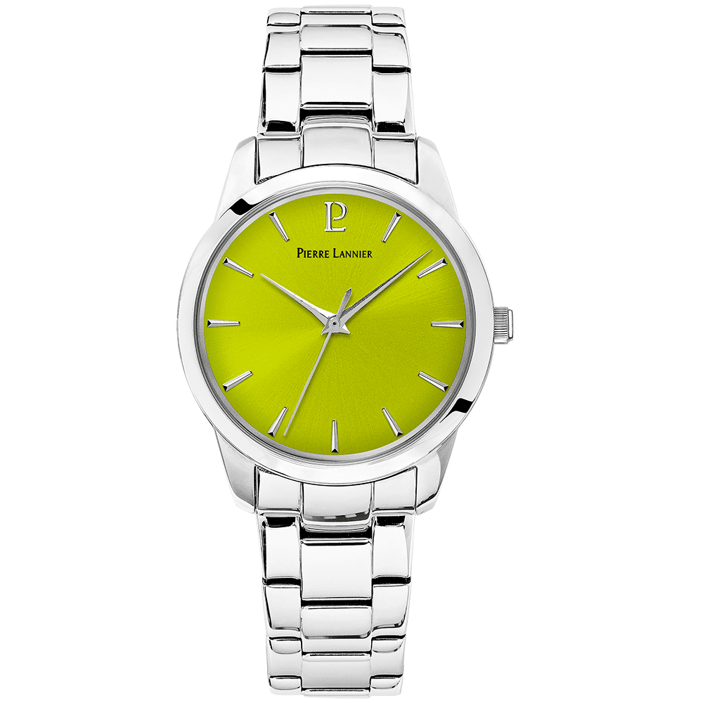 Roxane Watch with lime green dial and stainless steel strap - 069G671