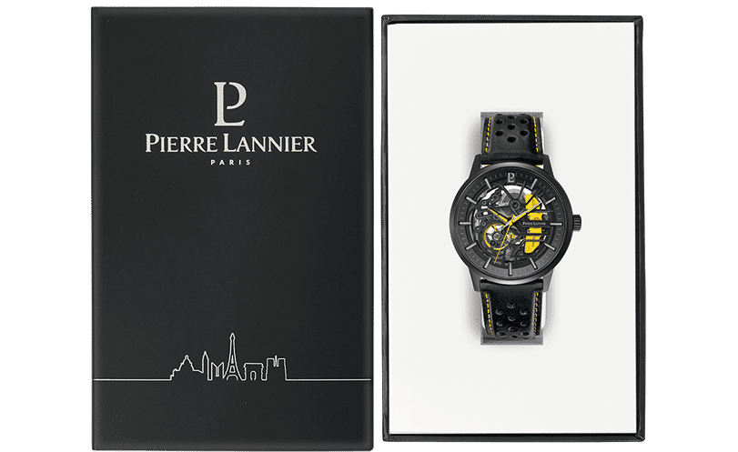 Caliper with black and yellow dial and leather strap - 338A443 - Image 5