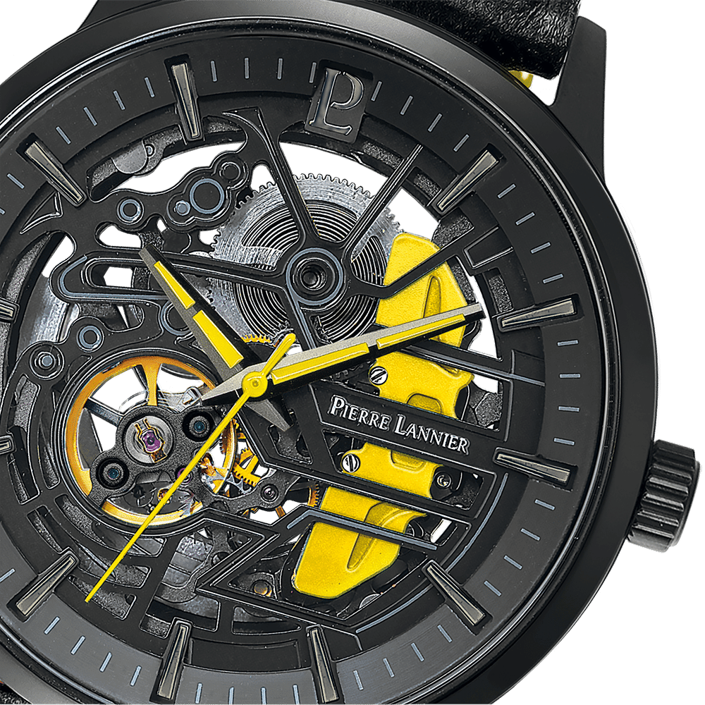 Caliper with black and yellow dial and leather strap - 338A443 - Image 3