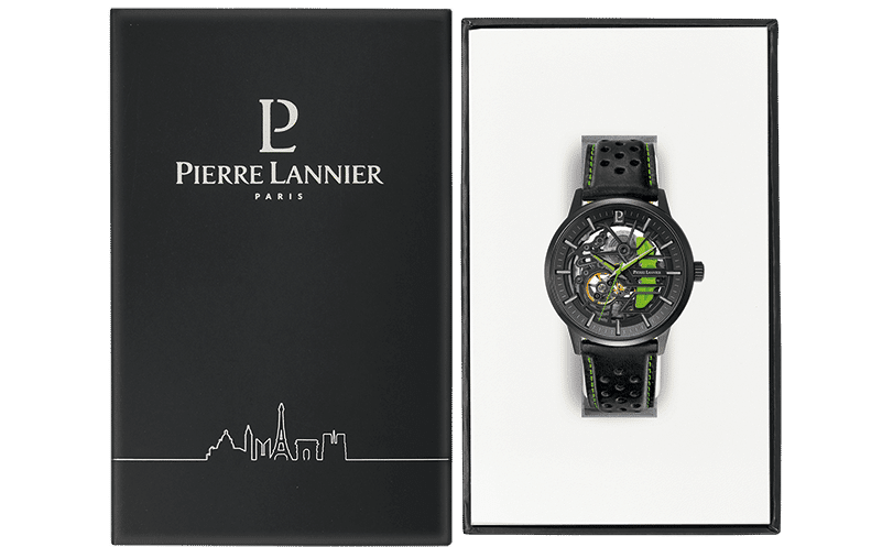 Caliper with black and green dial and leather strap - 341A477 - Image 5