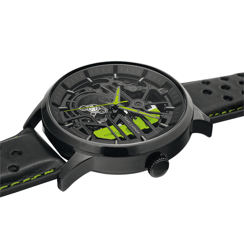 Caliper with black and green dial and leather strap - 341A477 - Image 2