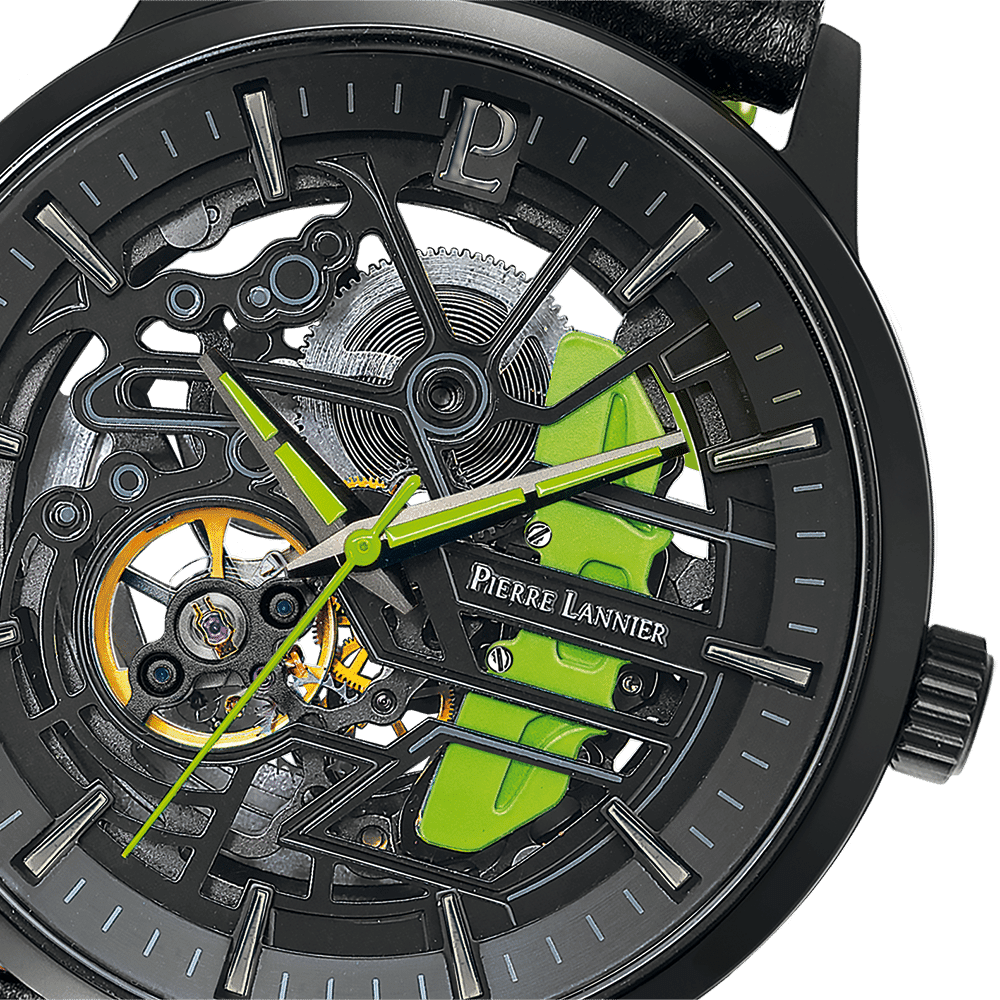 Caliper with black and green dial and leather strap - 341A477 - Image 3