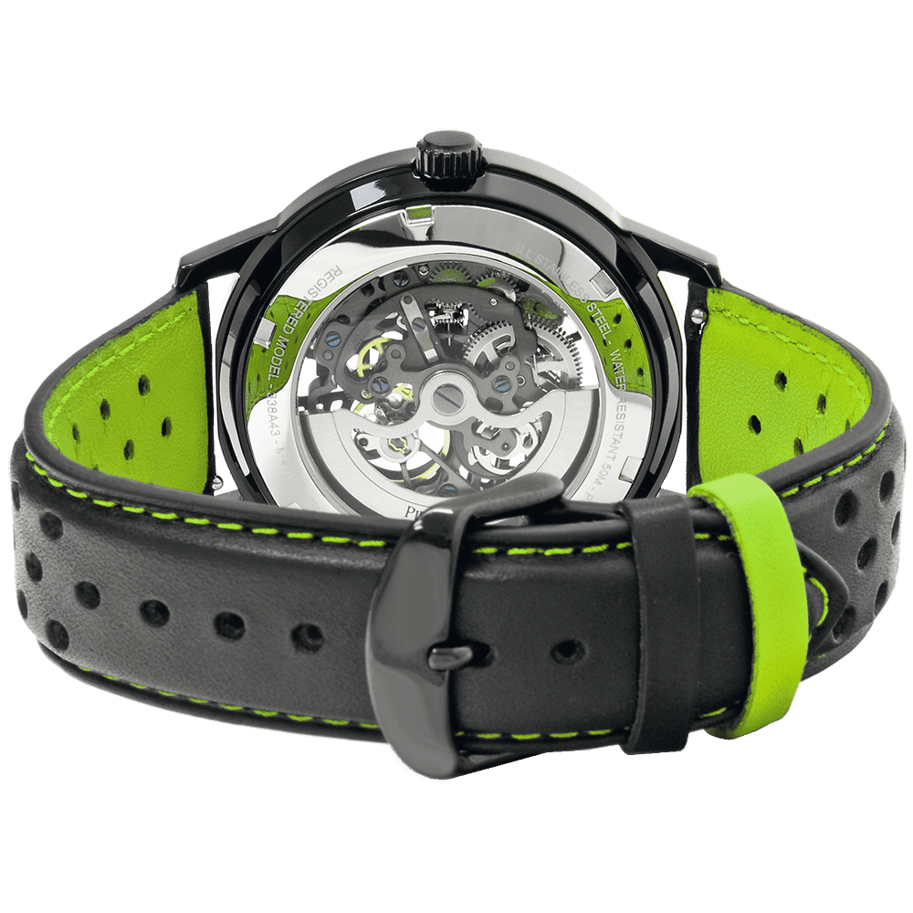 Caliper with black and green dial and leather strap - 341A477 - Image 4