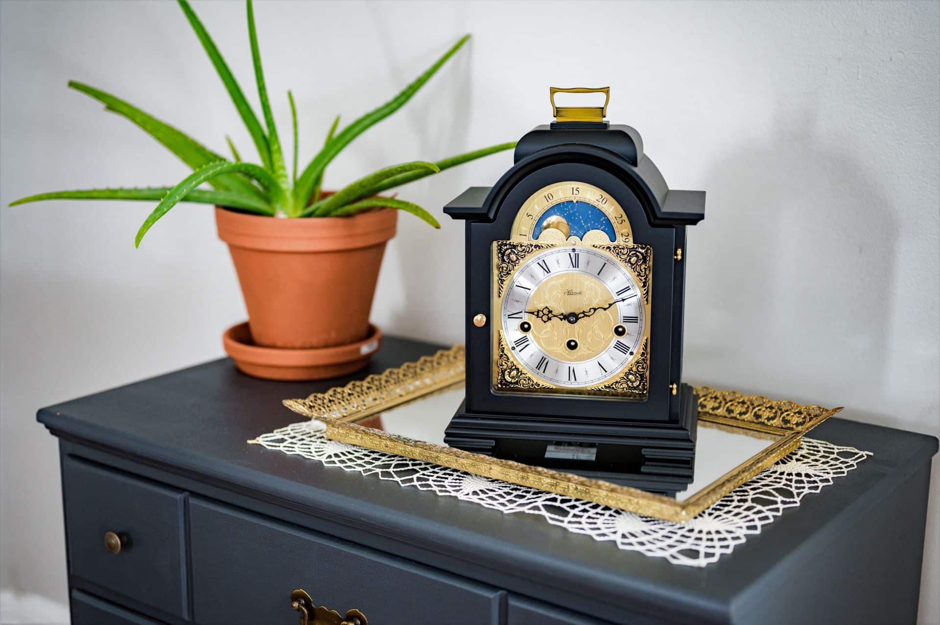 Hermle Royal Arched Black Mantel Clock - 22864-740340