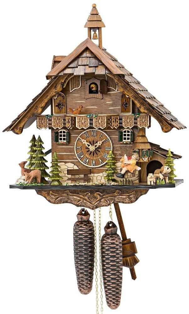 Chalet Cuckoo Clock With Bell Tower & Rocking Horse 4835-8F