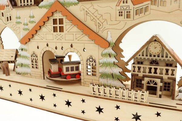 Wooden Village Light Scene with Moving Train - 990010 - Image 2