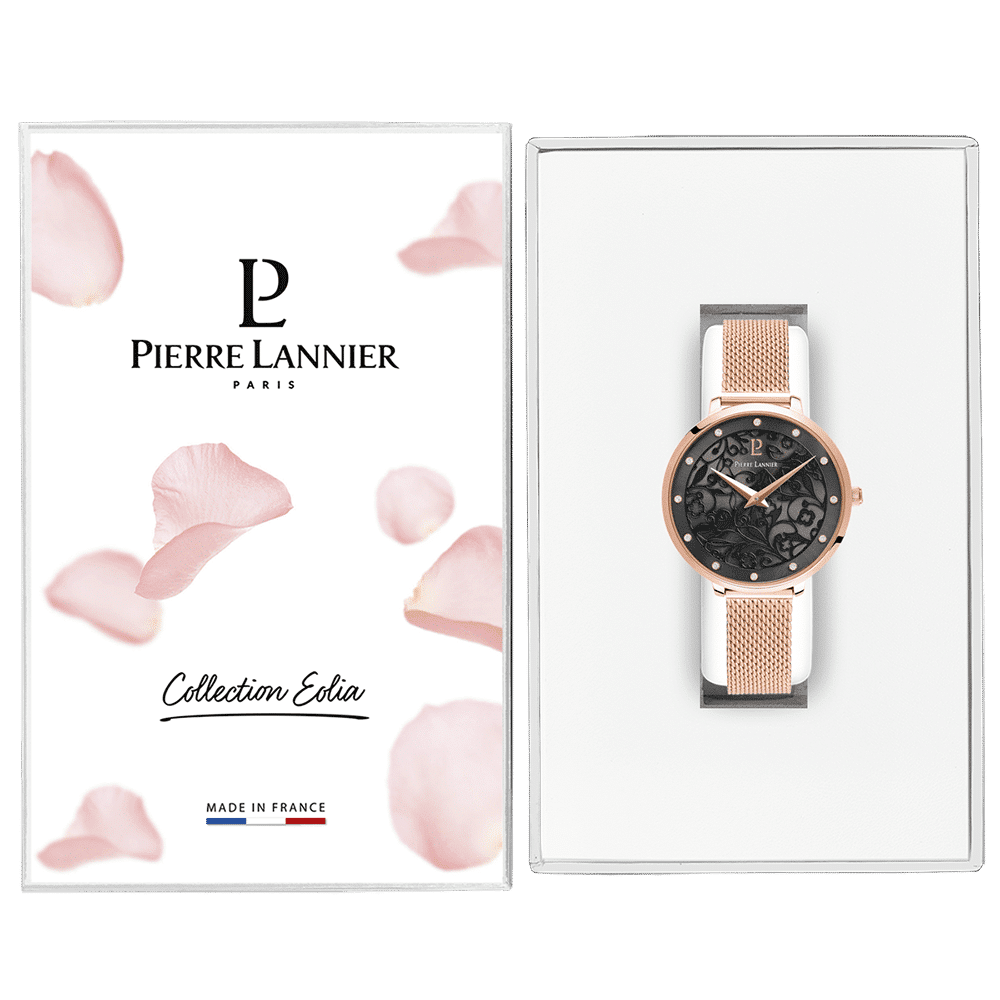 Pierre Lannier Women's Eolia Watch Black Dial with Rose Gold Strap - 039L938 - Image 6