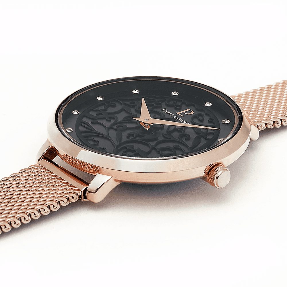 Pierre Lannier Women's Eolia Watch Black Dial with Rose Gold Strap - 039L938 - Image 3