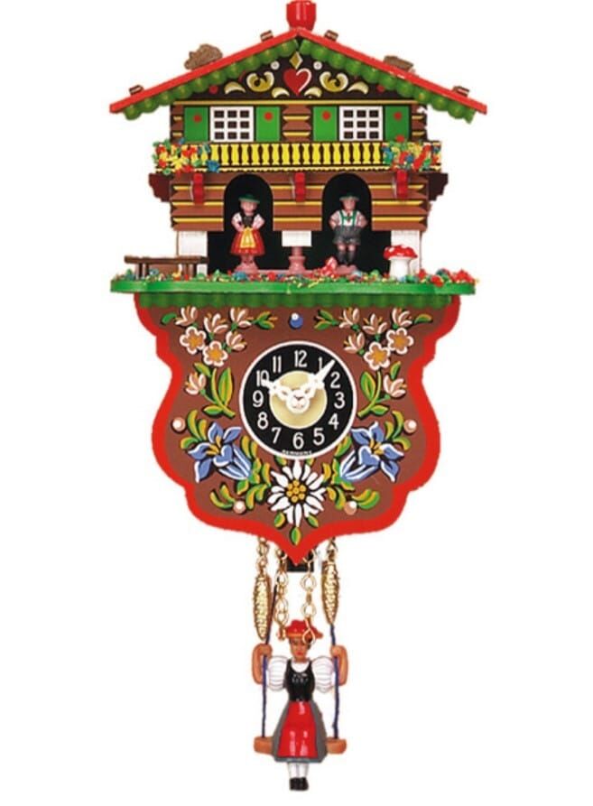 0235SQ Swinging Girl Clock WIth Cuckoo Westminster Chime