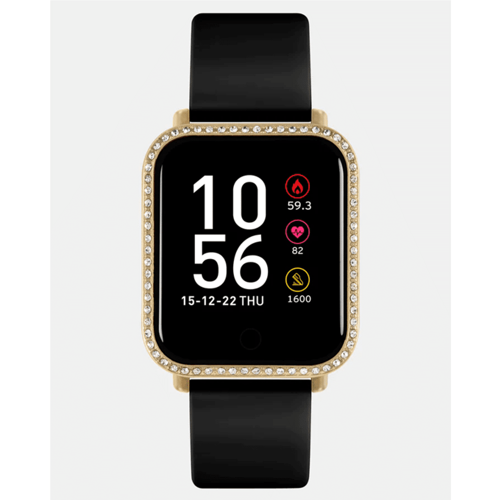 Reflex Active Series 6 Gold Stone Set Black Smart Watch - RA06-2100