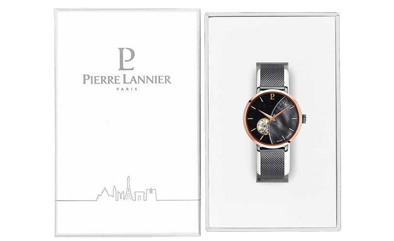Pierre Lannier Women's Celeste Watch Black Dial with Grey Mesh Strap - 302F789 - Image 5