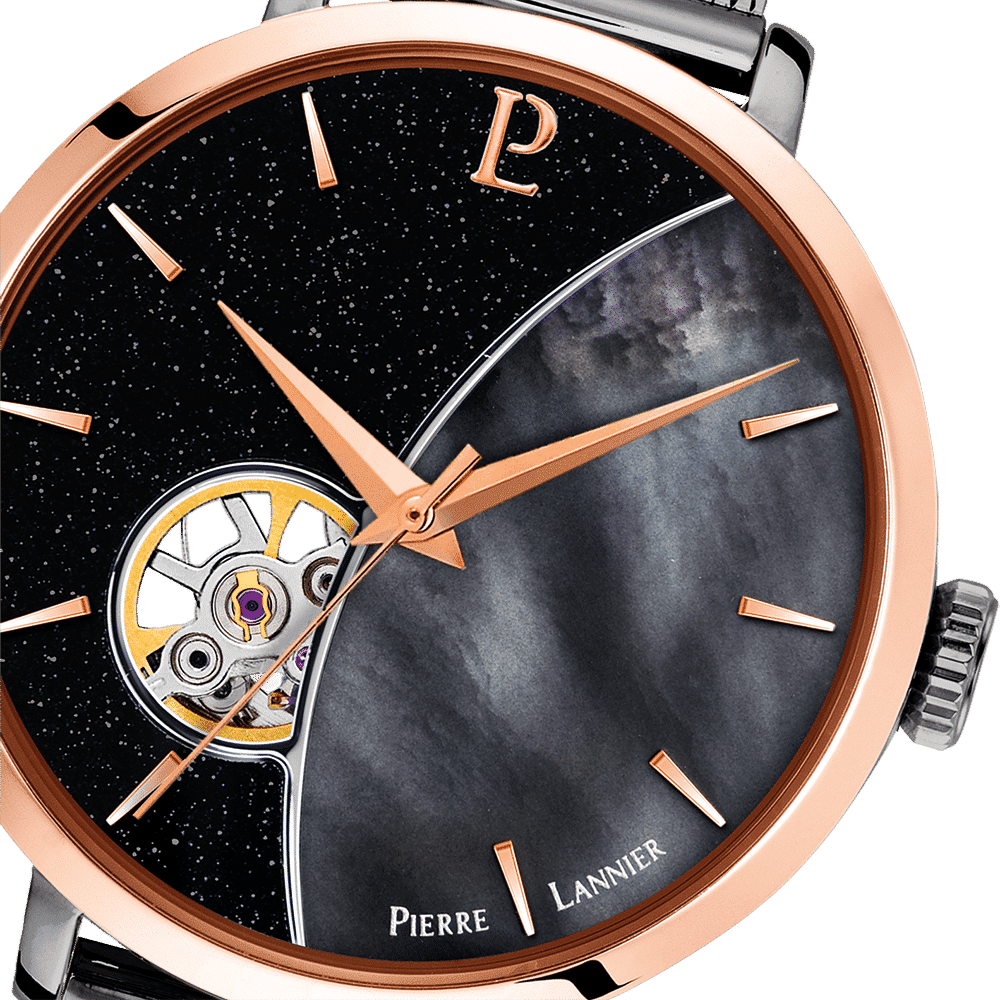 Pierre Lannier Women's Celeste Watch Black Dial with Grey Mesh Strap - 302F789 - Image 2