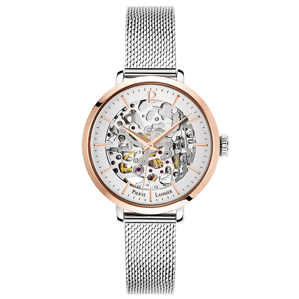 Pierre Lannier Women's Automatic Silver Dial with Silver Mesh Strap - 312B628