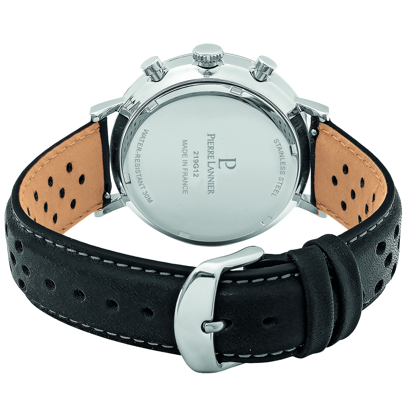 Baron with white dial and black leather strap - 219G123 - Image 4
