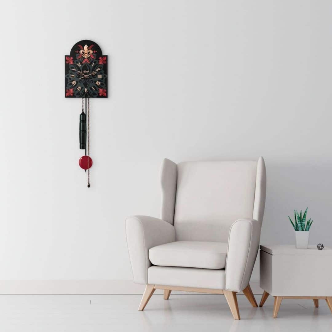 Hermle Black Mechanical Shield Wall Clock with Hour Strike -61025-000711 - Image 4