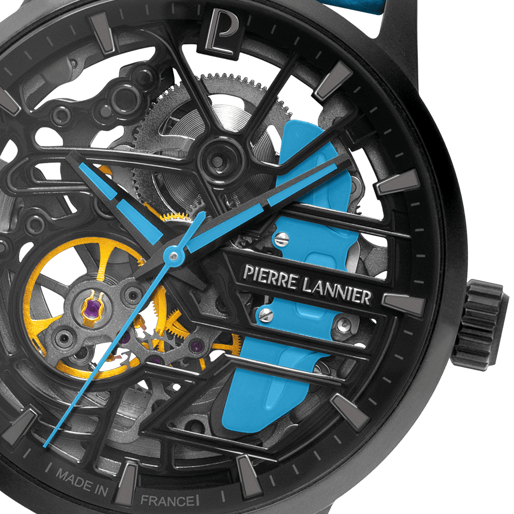Caliper with black dial and blue leather strap -145G866 - Image 3