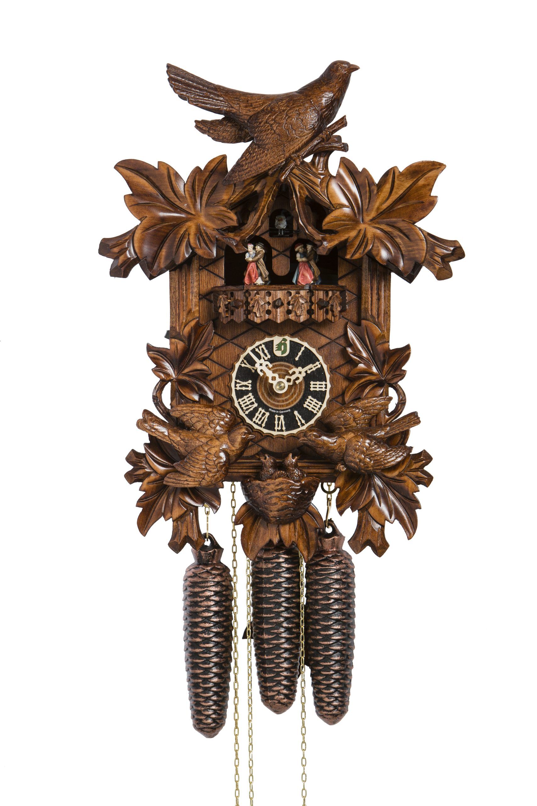 Hönes 864700 4T Black Forest Cuckoo Clock with Feeding Birds Scene