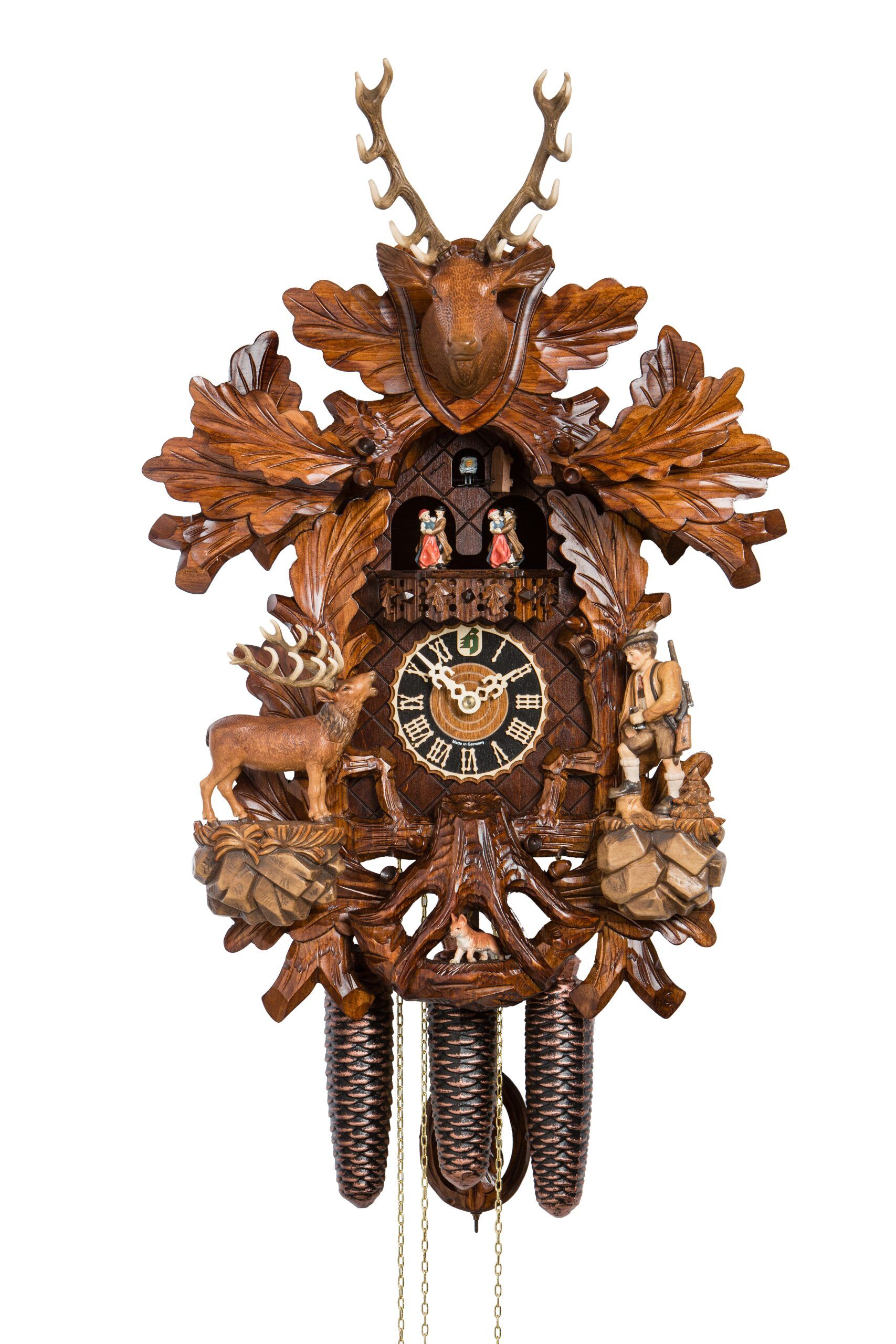 Hönes 86726-6Tko Black Forest Hunting Scene Cuckoo Clock